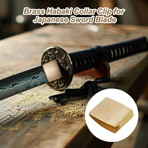 Brass Habaki Collar Clip For Swords With Vintage Golden Finish on a katana, handguard accessory, Japanese Swords Gear