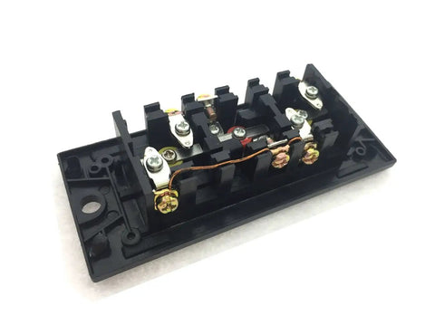 Back view of Heavy Duty Push Button Switch For Rolling Doors Up Down Stop 600V 3A Momentary Black Plastic Three Button Panel