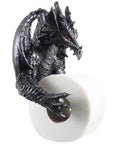 Winged Dragon Toilet Paper Holder In Metallic Finish For Medieval Gothic Bathroom Decor Whimsical Fantasy Gift Handcrafted Resin Roller Holder With Quirky Style And Bold Home Accessory Vibe featuring detailed dragon design.
