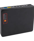 Mini Ups Battery Backup 16000Mah Power Supply For Routers And Modems Us Plug showing ports and power indicators on a sleek black design.