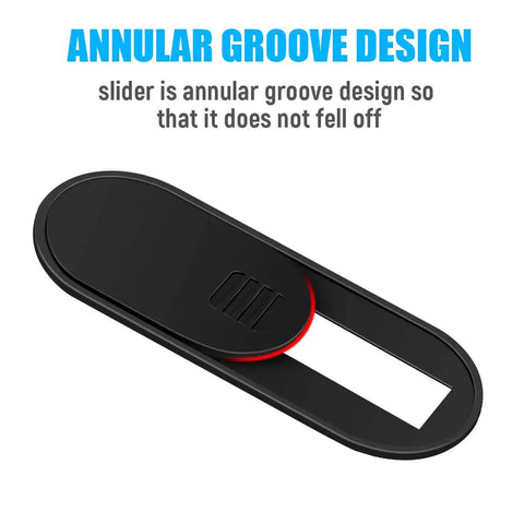 Dead Nuts Secure Webcam Slide Cover For Laptop Macbook And Phone Lock Down Private Feeds With Slick Glide Action Tight Fit Black Three Pack close-up of annular groove design