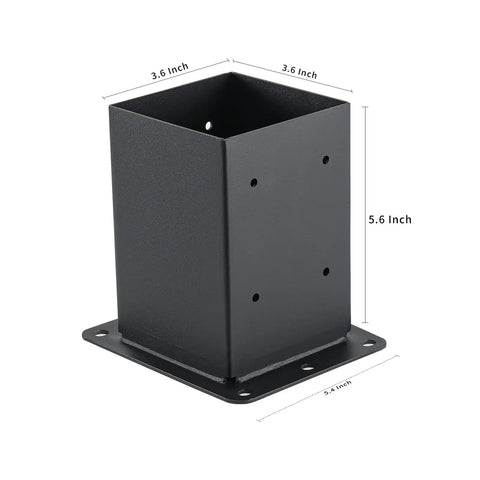 Two Pack 4x4 Post Base Anchors Solid Steel With Black Powder Coat Heavy Duty Deck Post Brackets Inner Size 3.6x3.6 Inches