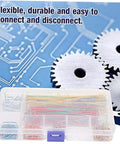 Complete Breadboard Jumper Wire Kit With 560 Piece Solderless Cables In Multicolored Assorted Lengths Plus Sturdy Storage Box with organized wires.