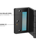 Swing Clear Offset Door Hinges For Wider Openings 3.5 Inch With One Quarter Inch Radius Full Mortise Matte Black 3 Pack product close-up view
