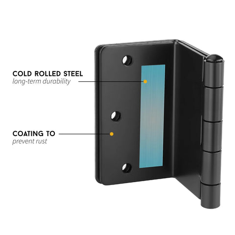 Swing Clear Offset Door Hinges For Wider Openings 3.5 Inch With One Quarter Inch Radius Full Mortise Matte Black 3 Pack product close-up view