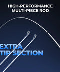 Centron Lite Travel Baitcasting Rod and Reel 4 Piece Packable Fishing Combo extra tip section illustration.
