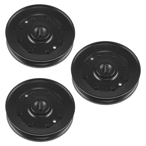 Heavy Duty Replacement Blade Drive Pulley For John Deere 240 With 46-Inch Deck Model Years 1988 To 1992 Mod C8L-42283, set of three black pulleys.