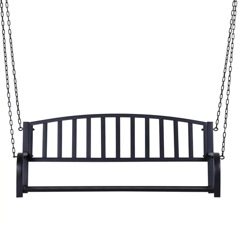Two Person Front Porch Swing Bench For Outdoor Chill Sessions, Heavy Duty Steel Swing Chair With Solid Chains, Seats Two Adults