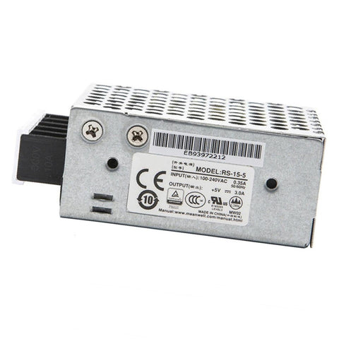 Built Tough 15 Watt AC DC Power Converter for LED lights, compact unit with labeled output, ideal for industrial applications.
