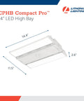 Compact Pro LED High Bay Light For Industrial Spaces 18,000 Lumens 4000K Cool White Dimmable Shop Light dimensions