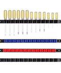 Four Piece Screwdriver And Wrench Organizer Wall Mount Tool Holder With Clips For Garage Or Workshop
