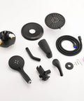 Black Shower Faucet Set With Tub Spout And Handheld Showerhead Built For High Pressure With 35 Settings Dual 2 in 1 Shower Combo components