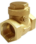 Brass 1/2-in horizontal swing check valve with female threaded end, front view