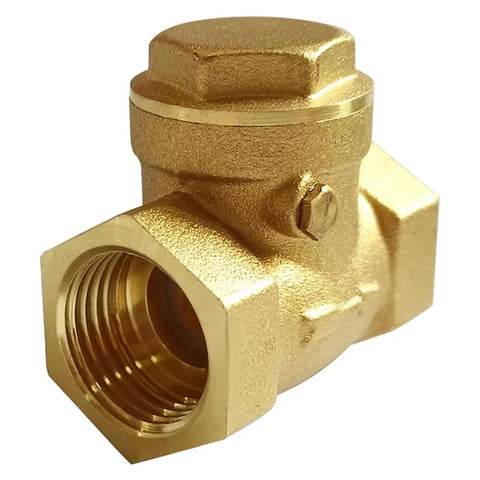 Brass 1/2-in horizontal swing check valve with female threaded end, front view