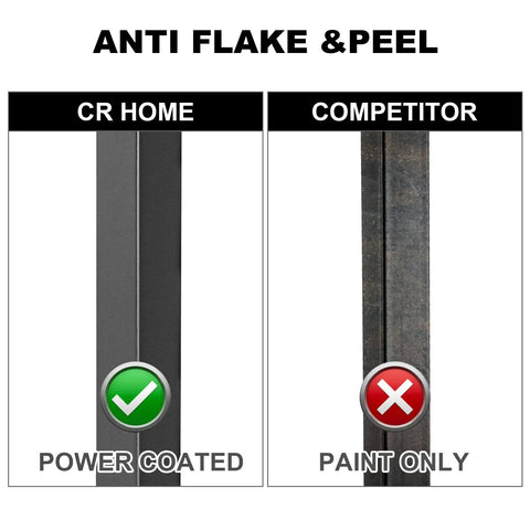 Comparison of power coated vs painted handrails, highlighting anti flake feature for Outdoor Steps Handrail For 1 To 3 Steps With Installation Kit