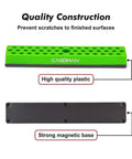One Quarter Inch Hex Bit Organizer With Magnetic Base In Green Holds Up To Forty Three Hex Bits, showing magnetic base and plastic construction