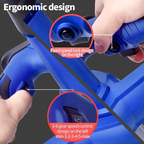 Close-up of ergonomic controls on 1800W Electric Concrete Mixer With 7 Speed Control, showing speed lock and gear settings.