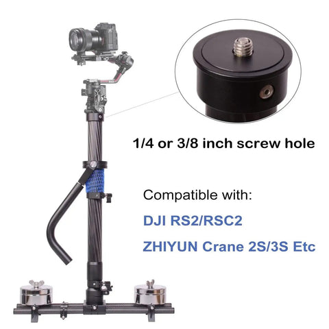 Thanos Pro II Vest Stabilizer And Axis System For Gimbals with 1/4 or 3/8 inch screw hole, shown with camera setup