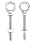316 Stainless Steel Shoulder Eye Bolt Set Half Inch By Four Inch Marine Grade Eyebolts With Nuts Rust Resistant