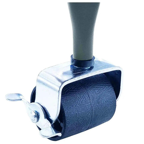 Heavy Duty Bed Frame Casters With Brakes Set Of 4 Locking Stem Wheels close-up showing white zinc plating and brake lever