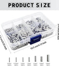 600 Pcs Wire Ferrules Kit In 7 Sizes Tinned Copper Crimp Connectors For 22 To 10 AWG Non Insulated Cable End Terminals Assortment Pack For Quick Clean Electrical Connections In DIY Automotive And Pro Projects, storage case with labeled compartments