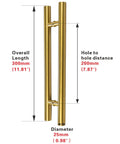 Gold 12 Inch H Shaped Sliding Barn Door Handle In 304 Stainless Steel, Double Sided Glass Door Handle With Push Pull Design For Shower And Interior Doors