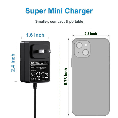 Replacement Charger For Shark Vertex Cordless Vacuums IZ440H compact size comparison with smartphone, 2.4-inch height