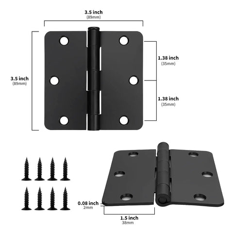 24 Pack Matte Black Door Hinges Three And A Half Inch Rounded Interior Hinges With Quarter Inch Radius Corners Heavy Duty Steel