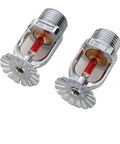 Six Pack Heavy Duty Fire Sprinkler Heads Half Inch Thread Quick Response Pendent Style showing chrome finish, red activator, and heat sensing design.