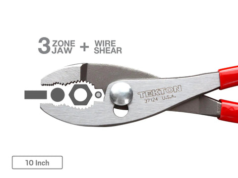 10 inch slip joint pliers with 3 zone jaw and wire shear. Slip Joint Pliers Set Three Piece Six And A Half Inch Eight Inch And Ten Inch