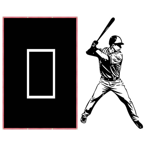 Portable 4x6 Ft Baseball Batting Cage Backstop With All Weather Silver Reflective Edge Vinyl Backdrop And Strike Zone