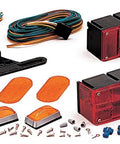 Red Waterproof Universal Mount Tail Light Kit for Trailers and Boats with license plate bracket and wiring harness