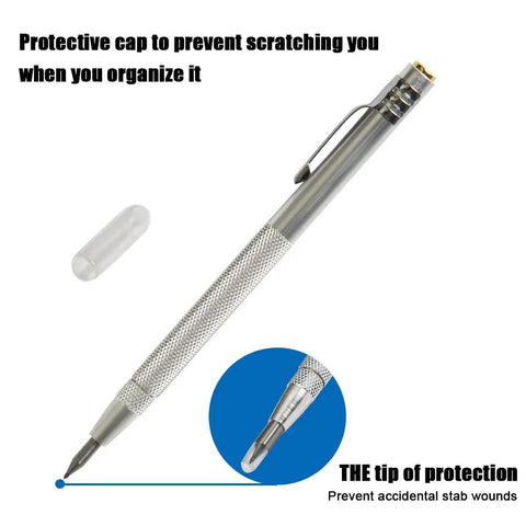 Tungsten Carbide Tip Scriber 2 Pack Hand Drill Aluminum Etching Engraving Pen With Clip And Magnet for Glass Ceramics Metal Sheets