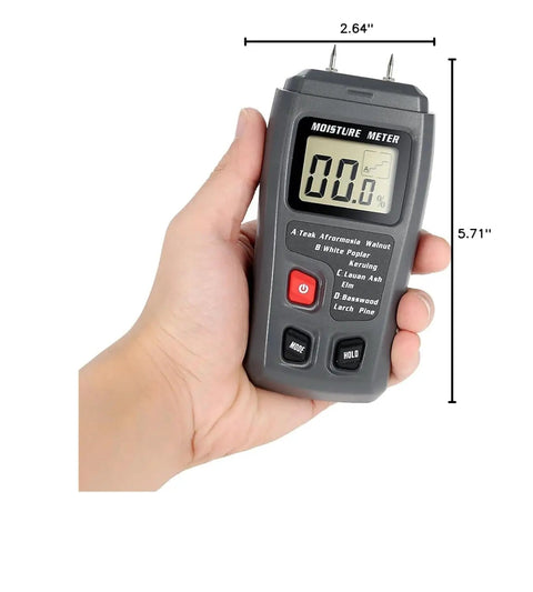 Pin Type Wood Moisture Meter Handheld Pro Grade For Timber And Firewood With Backlit Lcd Display 4 Modes And Data Hold Detects Dampness Humidity Levels And Lumber Moisture Quickly, 5.71in hand-held