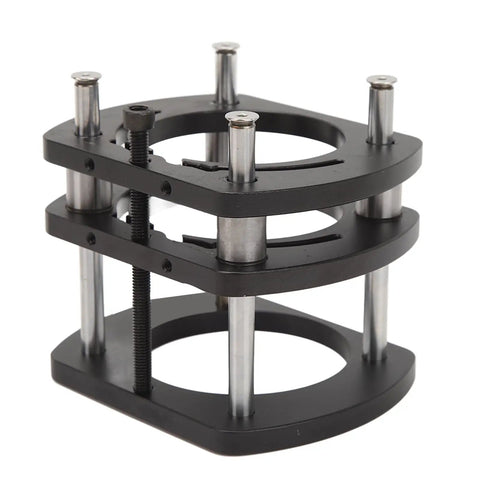 Router Lift Base For Small Trimming Machines - Rock Solid 4 Jaw Clamping, Aluminum Alloy And Stainless Steel Build, Woodworking Table Insert Plate With Crank Handle Adjustment, Fits 64-66mm Routers, black lift base