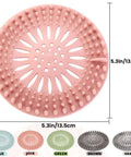 Five Pack Heavy Duty Silicone Hair Catcher Drain Stopper For Shower Tub Kitchen Sink Reusable Strainer insert in pink color