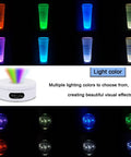 YVV Rotating LED Display Stand With Colorful Lights Spinning Platform showcasing colorful cups and illuminated orb design.