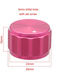4 Pack Heavy Duty Machined Aluminum Control Knobs For High Fi Receivers And Turntables Featuring Solid One Piece Frame And Grippy Tread Pattern For Smooth Flawless Volume Tweaks, pink color, 26mm diameter.