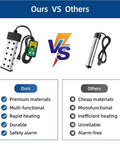 Comparison of our immersion water heater 1800W 120V with digital thermostat versus others, highlighting features and benefits.