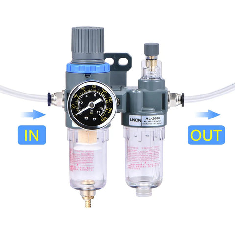 One Quarter Inch Air Compressor Filter With Integrated Pressure Regulator Water Oil Trap Separator And Lubricator Cup AFC2000 close-up