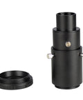 1.25 Inch Variable Telescope Camera Adapter For Prime Focus And Eyepiece Projection Astrophotography Threaded For Standard 1.25 Inch Filters Fits Nikon DSLRs And SLR Cams, shown with detachable ring