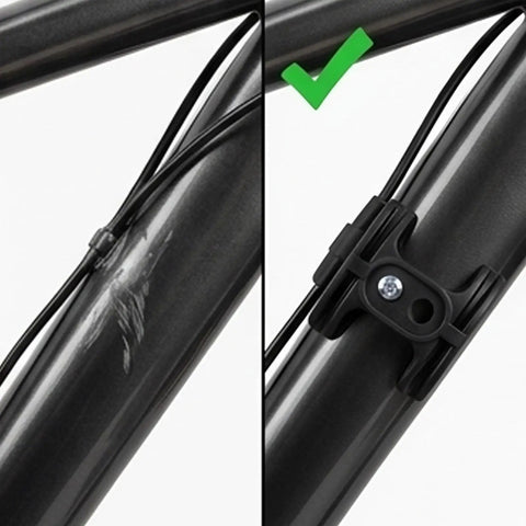 Comparison of bike frame with and without 2 Pack Bike Bottom Bracket Cable Guide Set With Anti Friction Cable Holder And Mounting Screws