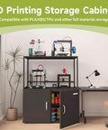 Beefy 300L Filament Storage Cabinet With Dehumidifier For 3D Printing, Airtight Seal Keeps PLA ABS TPU Dry, Black cabinet in office setting