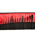 Heavy Duty 19 Piece Punch And Chisel Set With Black Oxide Finish Pro Grade For Metalworking And Automotive Projects Includes A Full Range Of Punches Cold Chisels And Pin Punches For Precise Driving And Durable Service in roll-up case.