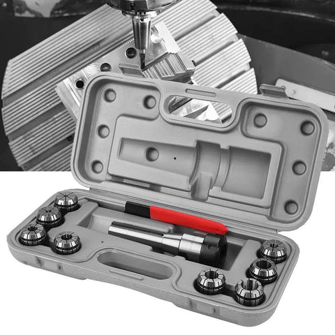 R8 ER32 High Speed Steel Collet Chuck Holder Set in fitted box with shank, wrench for CNC machining applications