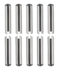 Slotted Roll Pin 2.5mm X 10mm 20 Pack 304 Stainless Steel Silver arranged in rows, ideal for workshop projects and machine fasteners