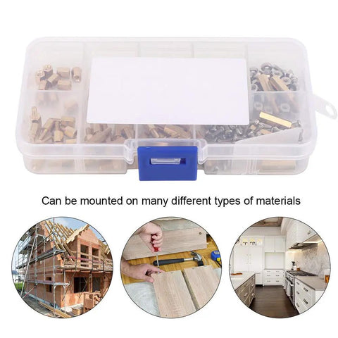Brass Spacer Kit For Electronics And 3D Printer Mounts, 180-Piece M2.5 Hardware Set in plastic organizer