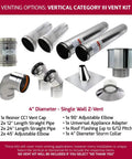 Venting options including pipes and fittings for Heavy Duty Vertical Natural Gas Garage Heater Kickin Out 120000 BTU.