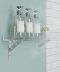 Heavy Duty Wall Mount Shelf Bracket Stainless Steel L Bracket For Kitchen And Bathroom Storage Silver Finish holding glass shelf
