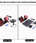 Garosa 6 In 1 Mini Motorized Lathe Machine new and old models displayed side by side with accessories and base.